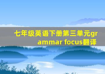 七年级英语下册第三单元grammar focus翻译